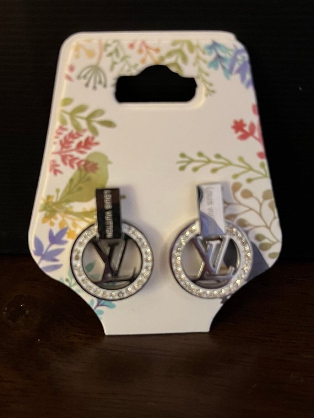 LV Rhinestone Post Earrings